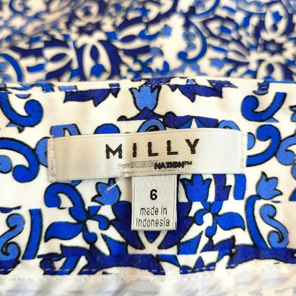 Milly For Design Nation Blue White Graphic Print Cotton Shorts, Size 6, EUC - Picture 7 of 9